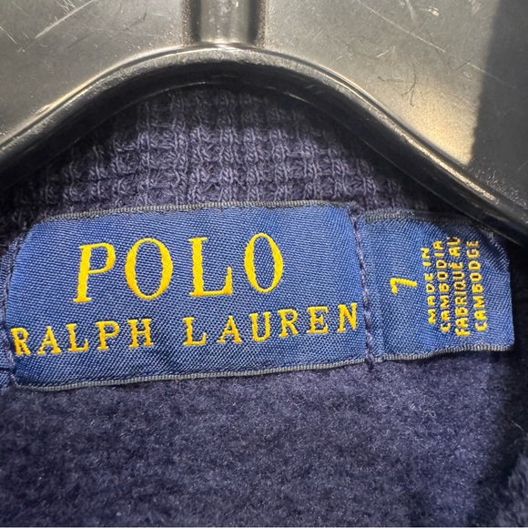 Ralph Lauren Polo Boys Navy Blue Hoodie Pullover Size 7 Red Pony Logo - Picture 6 of 10